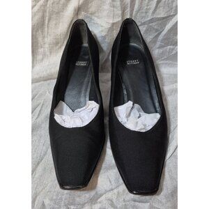 Stuart Weitzman Black Square Toe Fabric Classic Pump Patent Heel Size 10B GUC